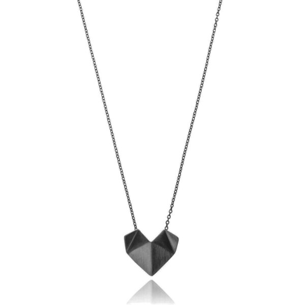 ALE. ORIGAMI HEARTS necklace (SO/N -112- AGox), oxidised silver