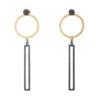 ALE. DOTS earrings (K/K -1- AU/X), 3in1, gold-plated and oxidised silver