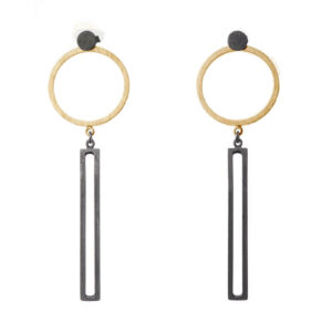 ALE. DOTS earrings (K/K -1- AU/X), 3in1, gold-plated and oxidised silver