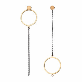 ALE, DOTS earrings (K/K -2- AU/X), 3in1, gold-plated and oxidised silver