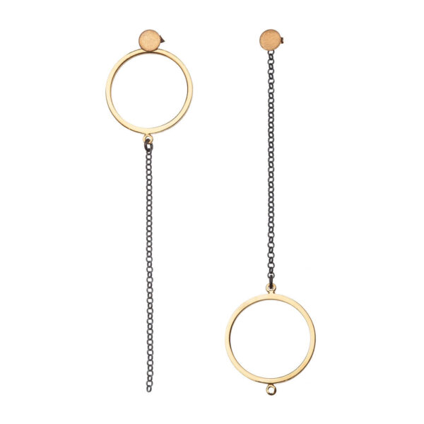 ALE, DOTS earrings (K/K -2- AU/X), 3in1, gold-plated and oxidised silver