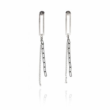 ALE. QUADRAT earrings (Q/K -8- AG/X), silver and oxidised silver