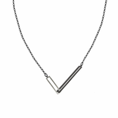 ALE. QUADRAT necklace (Q/N -13- AG/X), silver and oxidised silver