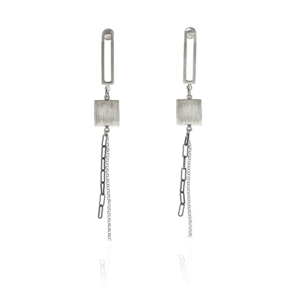 ALE. QUADRAT earrings (Q/K -6- AG/X), silver and oxidised silver