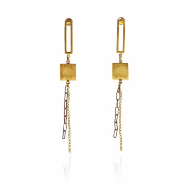 ALE. QUADRAT earrings (Q/K -6- AU/X), oxidised and gold-plated silver
