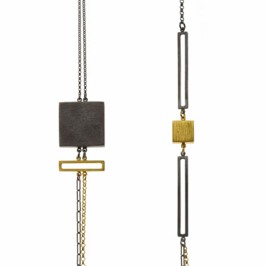 ALE. QUADRAT necklace (Q/N -1- AU/X), oxidised and gold-plated silver