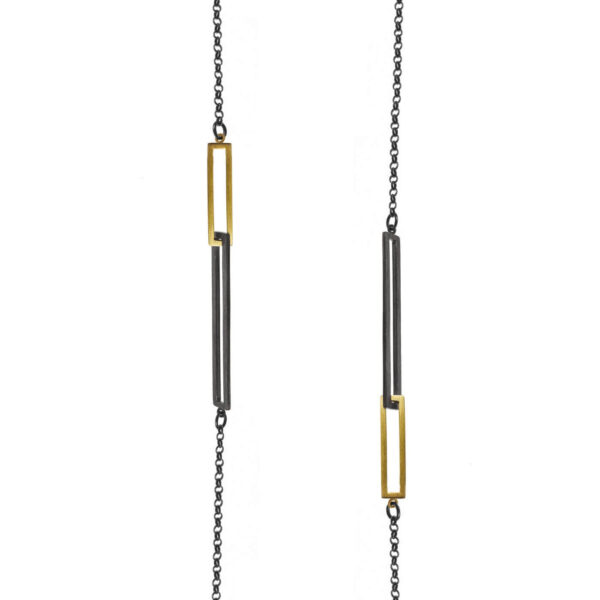 ALE. QUADRAT necklace (Q/N -12- AU/X), oxidised and gold-plated silver