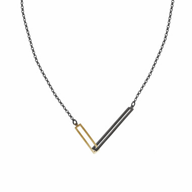 ALE. QUADRAT necklace (Q/N -13- AU/X), oxidised and gold-plated silver