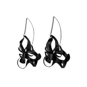 ALE. BIONIC earrings (B/K -8- CH), black chrome-plated stainless steel